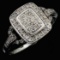 Estate sterling silver pave diamond ring
