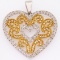 Estate 14K two-tone diamond heart pendant with