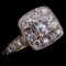 Estate 14K white gold diamond halo ring