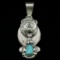 Estate Native American sterling silver turquoise bear pendant
