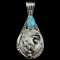 Estate Native American sterling silver turquoise eagle pendant