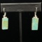 Pair of estate sterling silver turquoise rectangular drop earrings