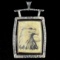 Estate unmarked sterling silver hammered-finish genuine ivory scrimshaw eagle pendant