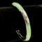 Estate sterling silver green jadeite hinged bangle bracelet