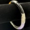 Estate sterling silver multi-colored natural stone hinged bangle bracelet