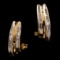 Pair of estate 14K yellow gold diamond j-hoop earrings
