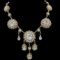 Vintage Kramer gilt metal, glass & seed pearl chandelier necklace