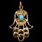 Vintage 18K yellow gold turquoise hamsa Hand of Fatima pendant