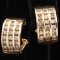 Pair of estate 10K yellow gold diamond huggie hoop earrings