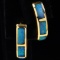 Pair of estate 14K yellow gold opal inlay hoop earrings