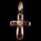 Estate 10K yellow gold diamond & natural ruby cross pendant