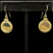 Pair of estate placer gold nugget earrings with yellow gold-filled rope bezels