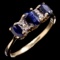 Estate unmarked 14K yellow gold diamond & natural sapphire ring