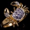 Estate 14K yellow gold diamond & tanzanite crab ring