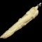 Estate genuine walrus ivory hand-carved lizard on a leaf pendant with sterling silver bale