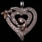 Estate sterling silver & rose gold diamond mother & child heart pendant