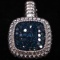 Estate sterling silver blue diamond square pendant