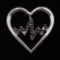 Estate sterling silver black diamond heart rate heart pendant