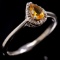 Estate sterling silver diamond halo citrine ring