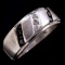 Estate sterling silver black & white diamond band ring