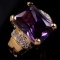Estate yellow gold-plated sterling silver diamond & simulated alexandrite ring