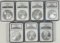 Continuous run of 7 certified 2002-2008 U.S. American Eagle silver dollars