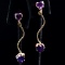Pair of estate 14K yellow with gold purple colored heart stones dangle earrings