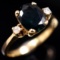 Estate 14K yellow gold diamond & natural sapphire ring