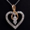 Estate 14K white gold & rose gold diamond Ever Us heart pendant