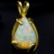 Estate unmarked 14K yellow gold opal tear-drop pendant