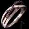 Estate sterling silver diamond & amethyst crossover ring
