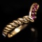 Vintage 14K yellow gold natural ruby curved band ring