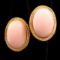 Pair of vintage 14K yellow gold angel skin coral bezel stud earrings
