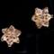 Pair of estate 14K yellow gold diamond flower stud earrings