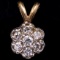 Estate 14K two-tone diamond cluster pendant