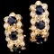 Pair of vintage 14K yellow gold diamond & natural sapphire cocktail drop earrings