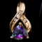 Estate 10K yellow gold diamond & mystic topaz pendant