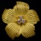 Estate 18K yellow gold diamond flower pendant