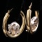 Pair of vintage 14K yellow gold & sterling silver elephant hoop earrings