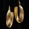 Pair of vintage 14K yellow gold 3-row rope twist oblong hoop earrings