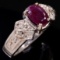 Estate sterling silver diamond & natural ruby ring