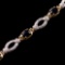 Estate two-tone sterling silver diamond & sapphire tennis bracelet
