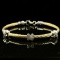 Estate sterling silver gold-plated steel cable diamond bracelet