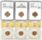 Lot of 6 certified proof & uncirculated U.S. Lincoln cents