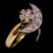 Vintage 14K two-tone diamond Teufel moon spinner ring