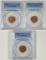 Lot of 3 certified uncirculated U.S. Lincoln cents