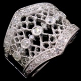 Estate 18K white gold diamond lace ring