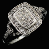Estate sterling silver pave diamond ring