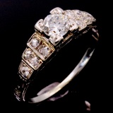 Vintage 18K white gold diamond ring