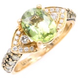 Estate 14K rose gold Le Vian diamond & peridot ring